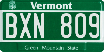 VT license plate BXN809