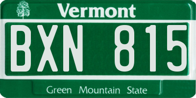 VT license plate BXN815