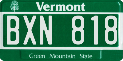 VT license plate BXN818