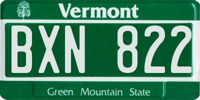 VT license plate BXN822