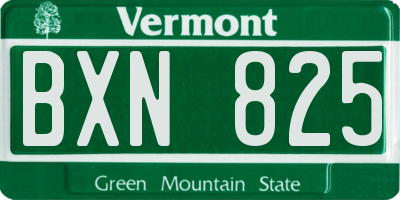 VT license plate BXN825