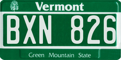 VT license plate BXN826