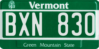 VT license plate BXN830
