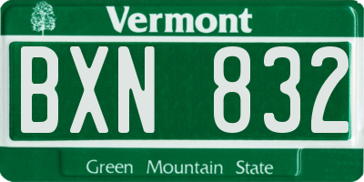 VT license plate BXN832