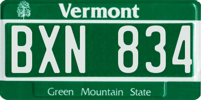 VT license plate BXN834