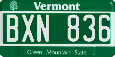 VT license plate BXN836