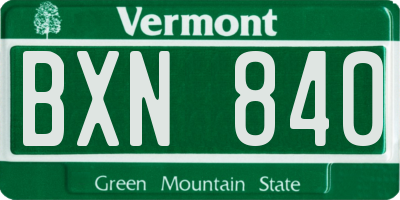 VT license plate BXN840