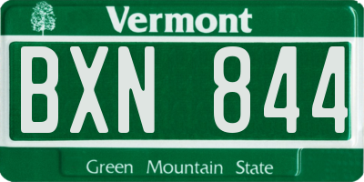 VT license plate BXN844