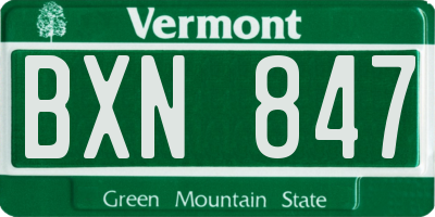 VT license plate BXN847