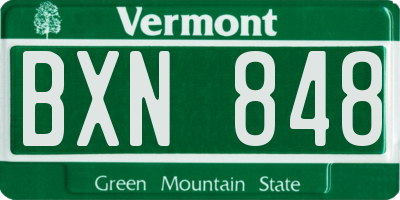 VT license plate BXN848