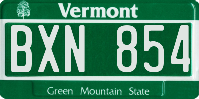 VT license plate BXN854