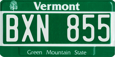 VT license plate BXN855