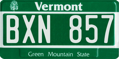 VT license plate BXN857
