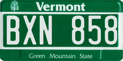 VT license plate BXN858