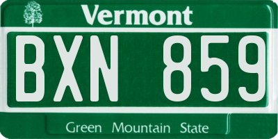 VT license plate BXN859