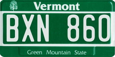 VT license plate BXN860