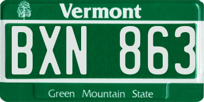 VT license plate BXN863