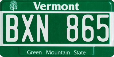 VT license plate BXN865