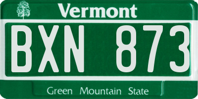VT license plate BXN873