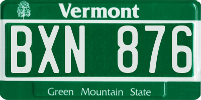 VT license plate BXN876