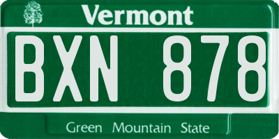 VT license plate BXN878