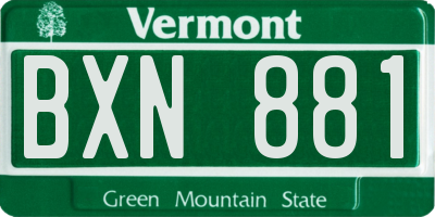 VT license plate BXN881