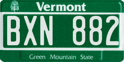VT license plate BXN882
