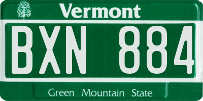 VT license plate BXN884