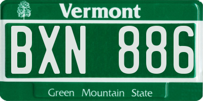 VT license plate BXN886