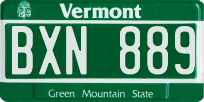 VT license plate BXN889