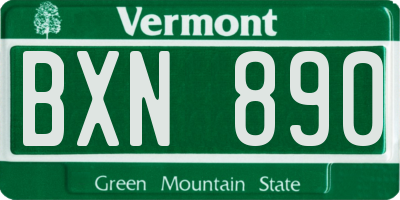 VT license plate BXN890