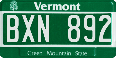 VT license plate BXN892