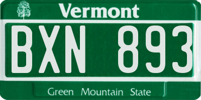 VT license plate BXN893