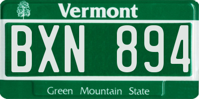 VT license plate BXN894