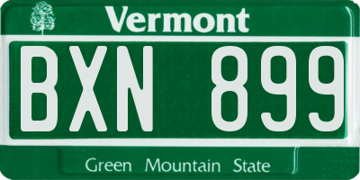 VT license plate BXN899
