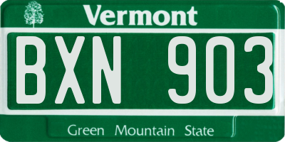VT license plate BXN903