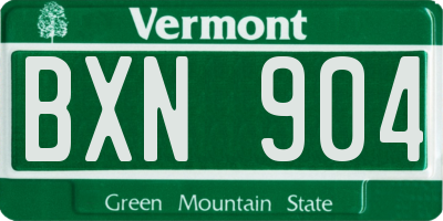 VT license plate BXN904