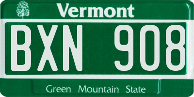 VT license plate BXN908