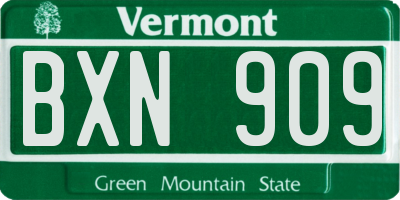 VT license plate BXN909