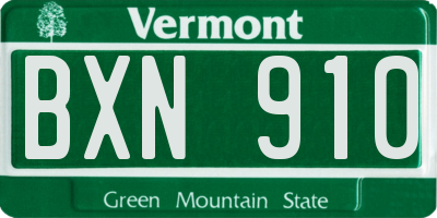 VT license plate BXN910