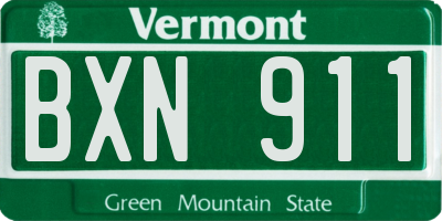 VT license plate BXN911
