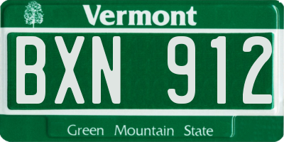 VT license plate BXN912