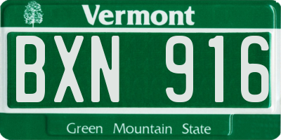 VT license plate BXN916