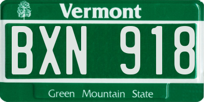 VT license plate BXN918