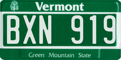 VT license plate BXN919
