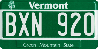 VT license plate BXN920
