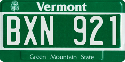 VT license plate BXN921