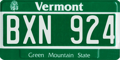VT license plate BXN924