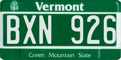 VT license plate BXN926