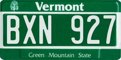 VT license plate BXN927